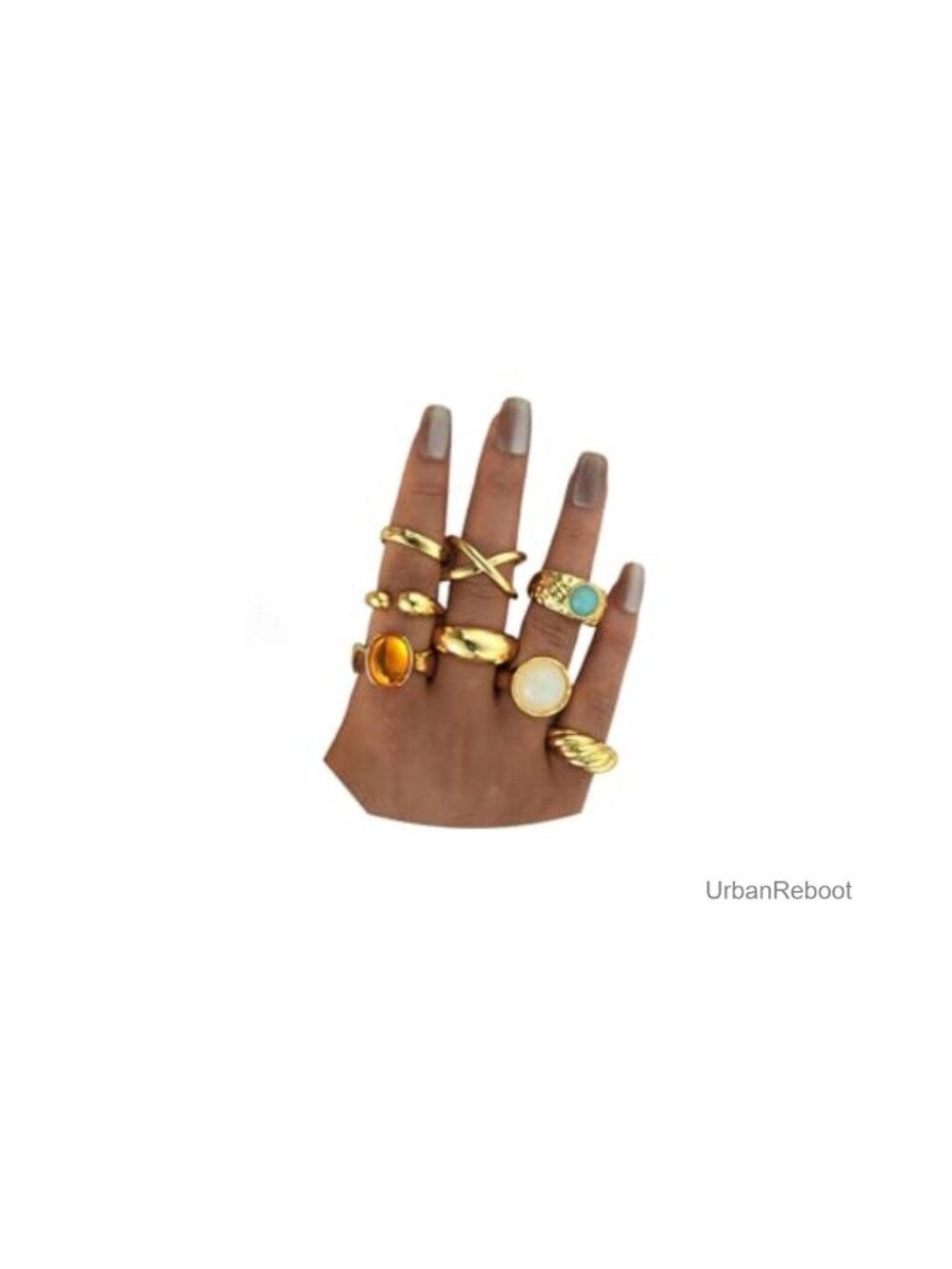 Chunky Hammered Dome Rings Set, Open Adjustable Acrylic Pleated Stacking